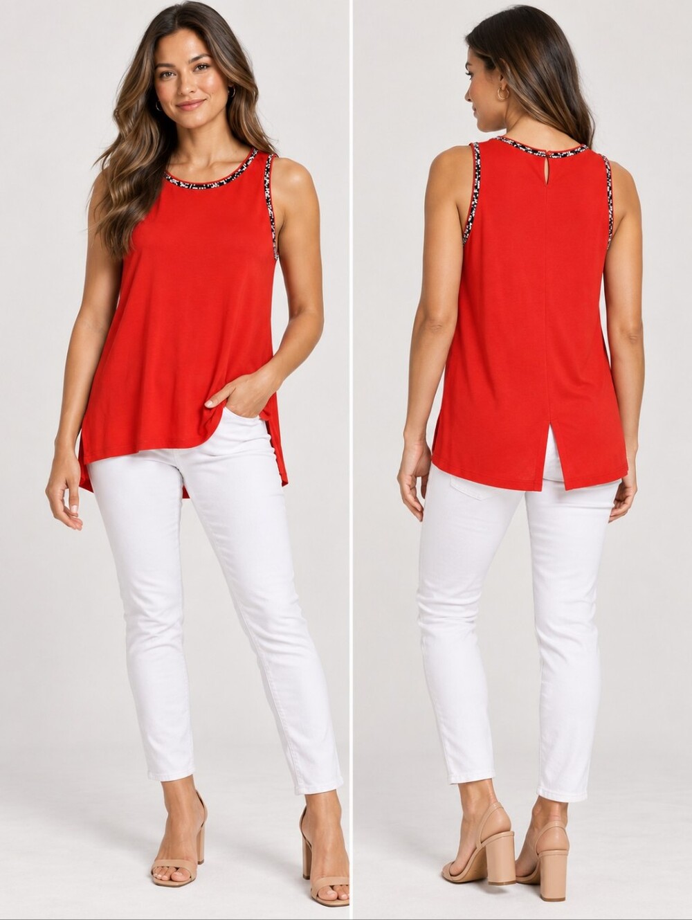 ❤️ VINCE CAMUTO BEADED SLEEVELESS JERSEY TANK TOP, XS